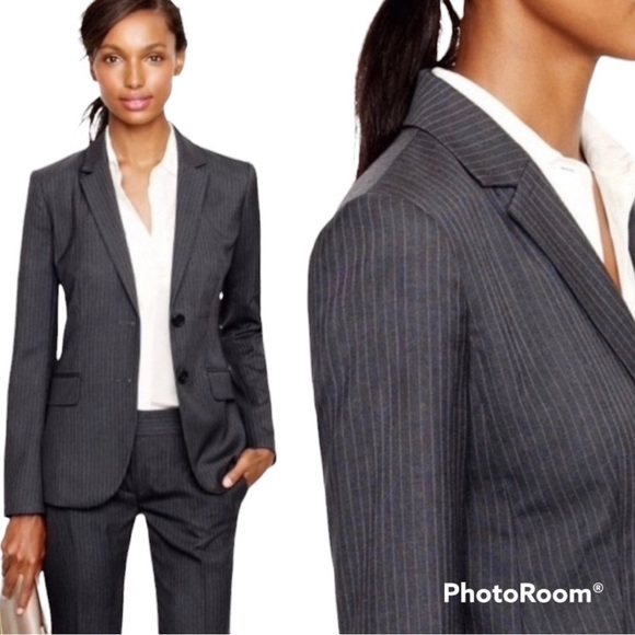 NEW J. Crew Gray Pinstripe Suit Jacket Blazer - Picture 1 of 9